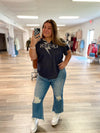 Queen Graphic Knit Top-Navy