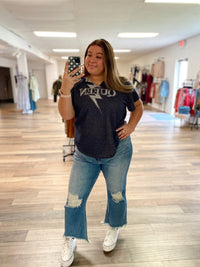 Queen Graphic Knit Top-Navy