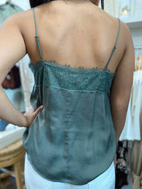 Chantria Satin Lace Cami-Olive