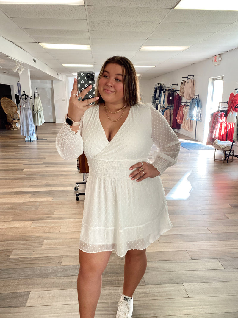 Forever Yours Swiss Dot Dress-White