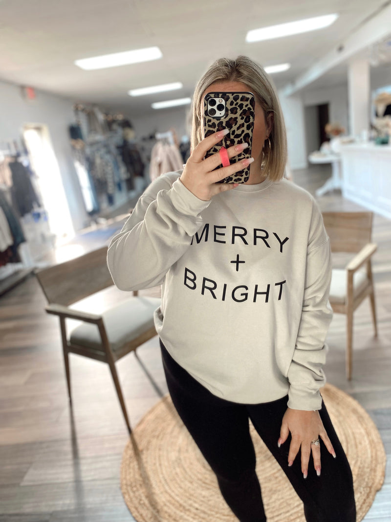 Merry + Bright Heather Dust Crewneck