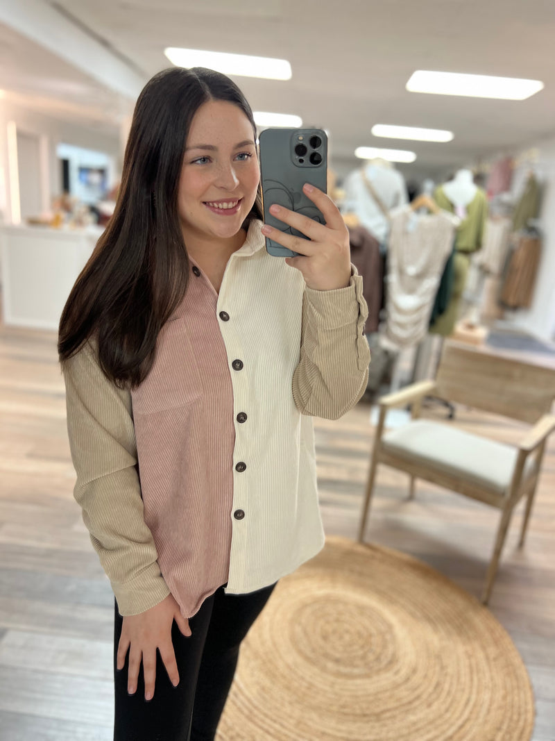 Hey You Colorblock Shacket