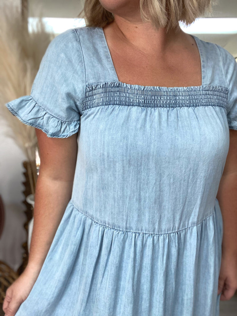 Allison Square Neck Ruffle Dress