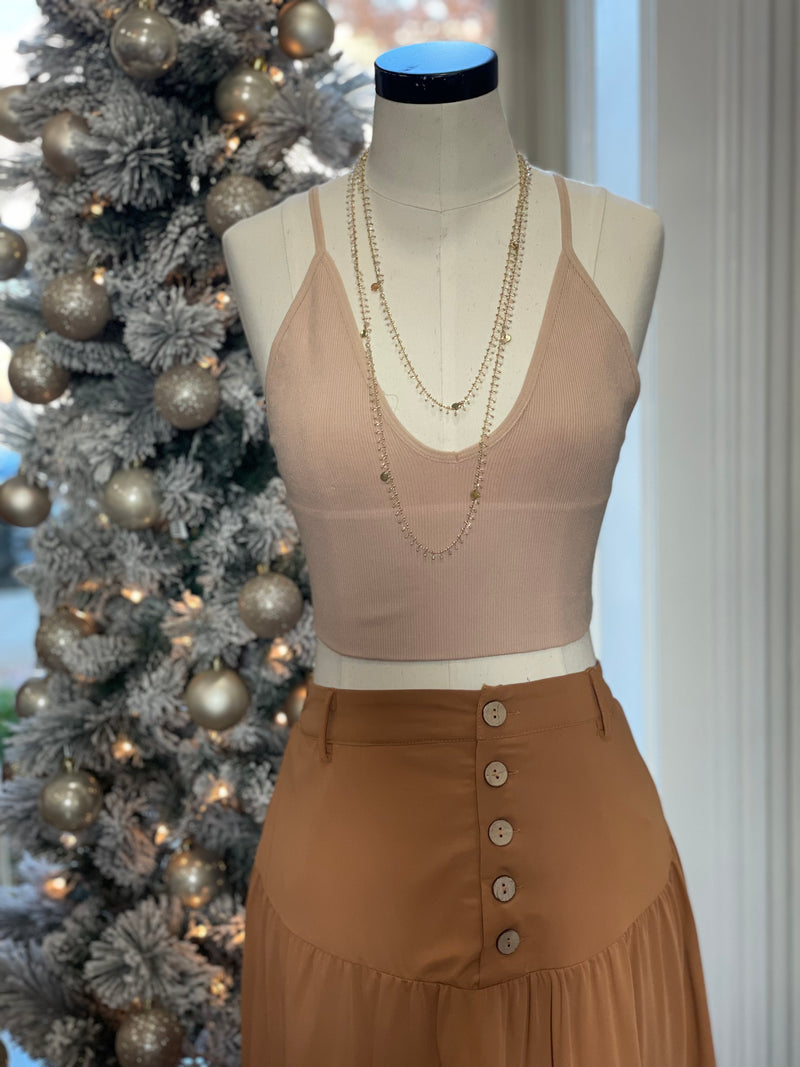 Luci Seamless Ribbed Triangle Spaghetti Brami-Latte