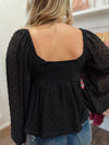 Posh Polka Dot Texture Top-Black