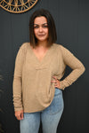 Shae V-Neck Ribbed Top-Clay