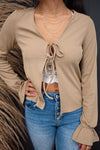 Ashe Ribbed Front Tie Top