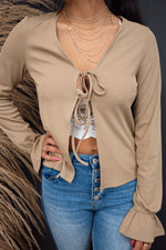 Ashe Ribbed Front Tie Top