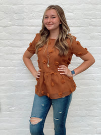Jackie Pom Pom Top-Brown