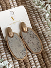 Cork Hexagon Earrings-Grey/WornGold