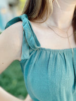 Taya Ruffle Trim Tank-Pistachio