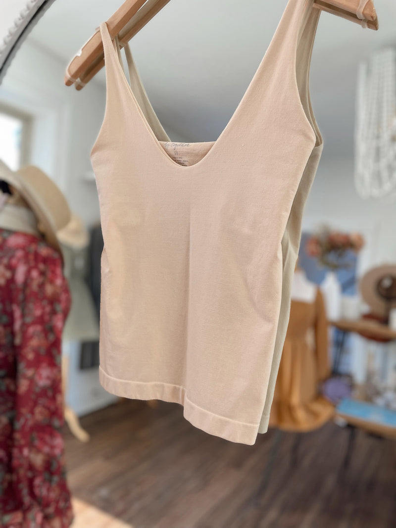 Ezra V-Neck Seamless Tank-Nude