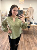 Olive Swiss Dot Top