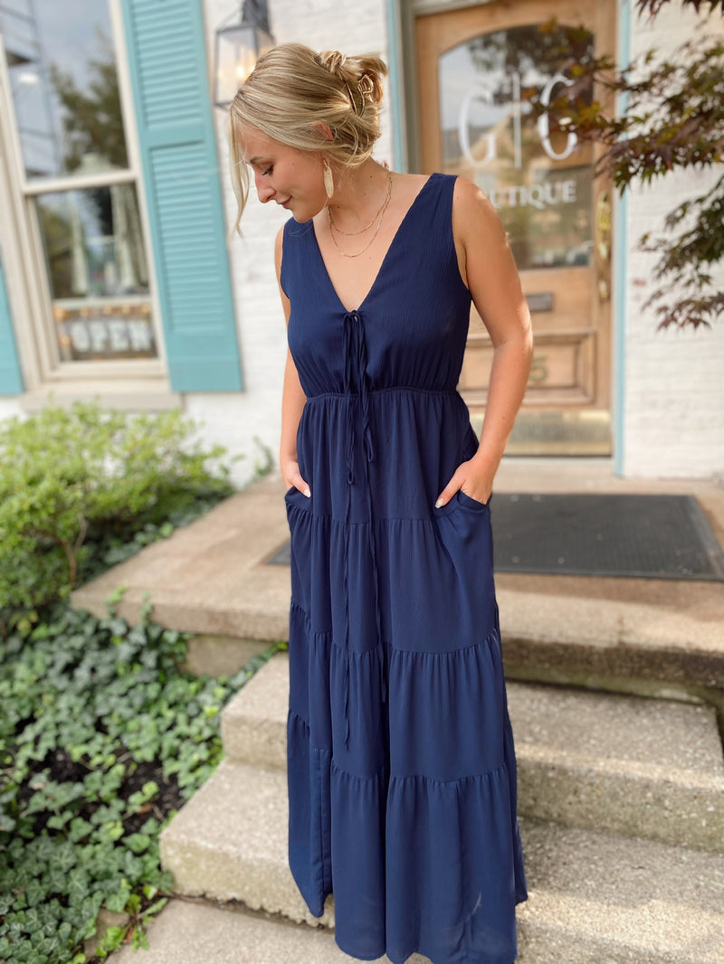 ZZZ Luz Tiered Maxi Dress-Navy