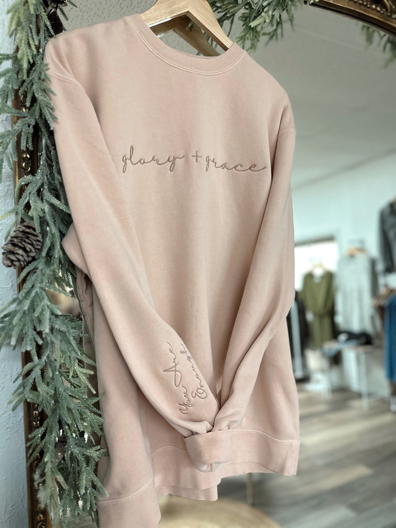 Glory + Grace Embroidered Crewneck
