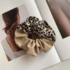 Leopard Leather Scrunchie- Beige