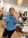 Loretta Cowl Neck Knit Sweater-Blue