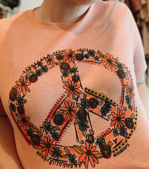 Floral Peace Sign Graphic Tee