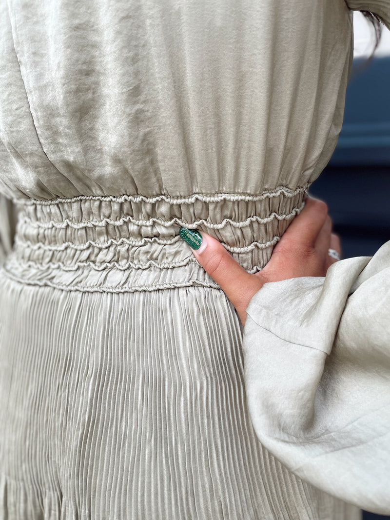 Nicole Long Sleeve Satin Dress