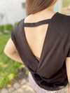 Isabella Butterfly Back Athleisure Top- Black
