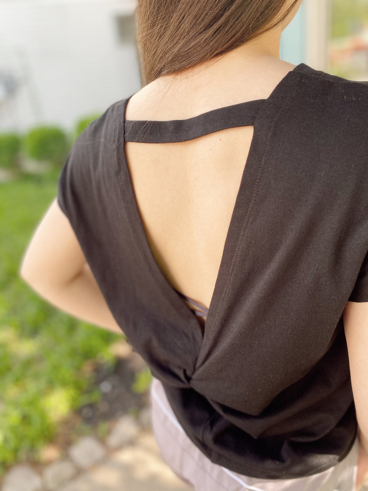 Isabella Butterfly Back Athleisure Top- Black