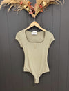 Keily Ribbed Bodysuit-Olive