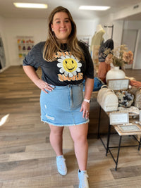 June Distressed Denim Skirt