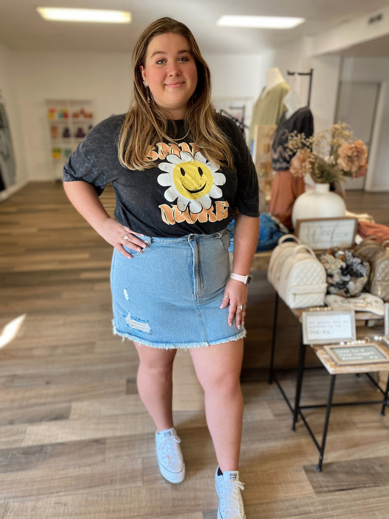 June Distressed Denim Skirt