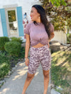 Delta Spotted Jacquard Highwaist Biker Shorts-Iris/Bark