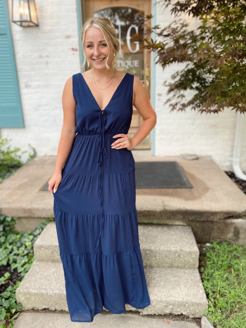 ZZZ Luz Tiered Maxi Dress-Navy