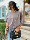 Dallas Distressed Oversized Top-Charcaol