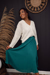 Leelyn Pleated Chiffon Maxi Skirt-Green